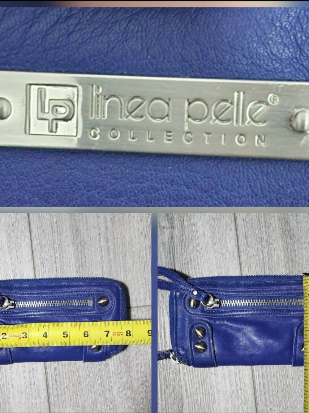 Y2K Linea Pelle Chianti Dylan Blue Leather Zip Around Wallet